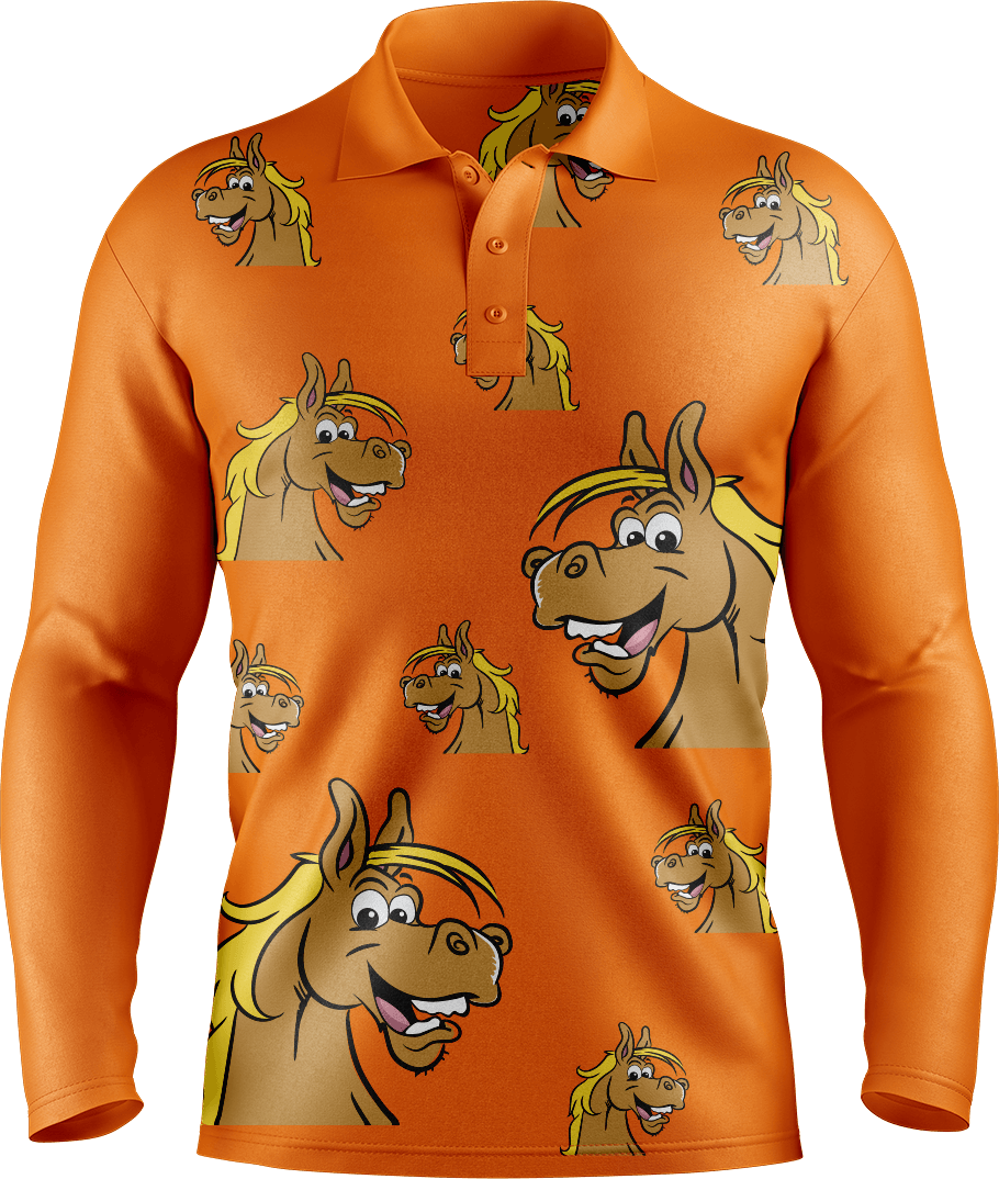 Hero Horse Men's Long Sleeve Polo - fungear.com.au