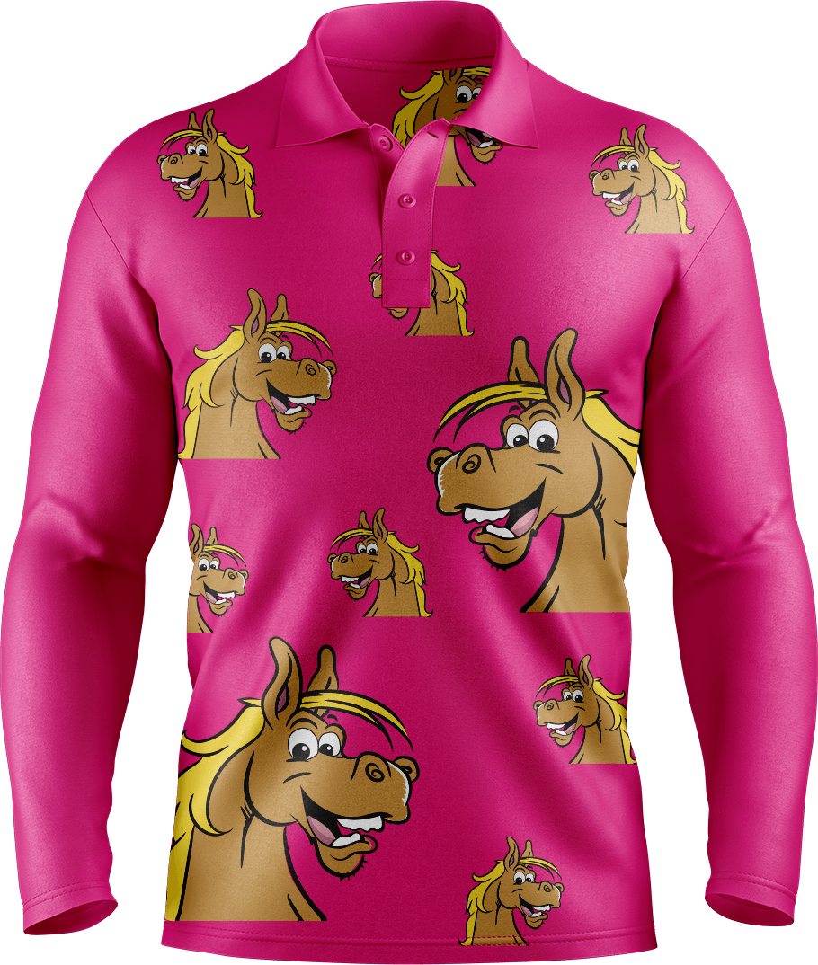 Hero Horse Men's Long Sleeve Polo - fungear.com.au