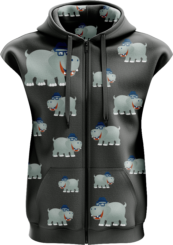 Hungry Hippo Full Zip Sleeveless Hoodie Jackets - fungear.com.au