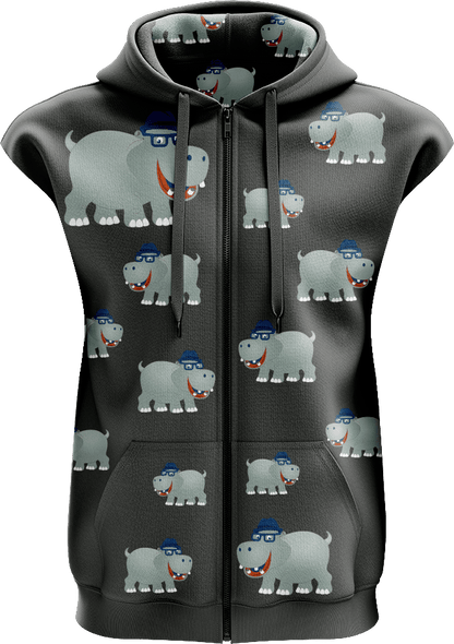 Hungry Hippo Full Zip Sleeveless Hoodie Jackets - fungear.com.au