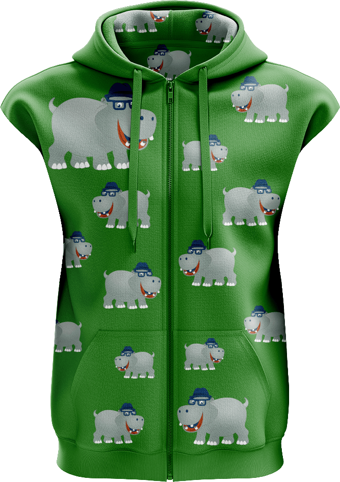 Hungry Hippo Full Zip Sleeveless Hoodie Jackets