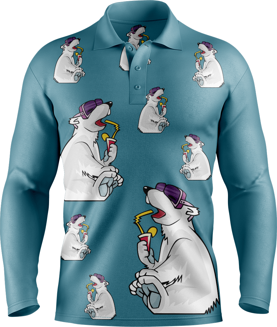 Ice Bear Men's Long Sleeve Polo