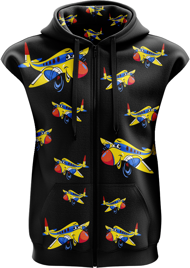Jet Plane Full Zip Sleeveless Hoodie Jackets