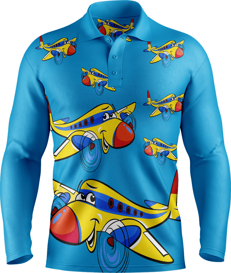 Jet Plane Men's Long Sleeve Polo