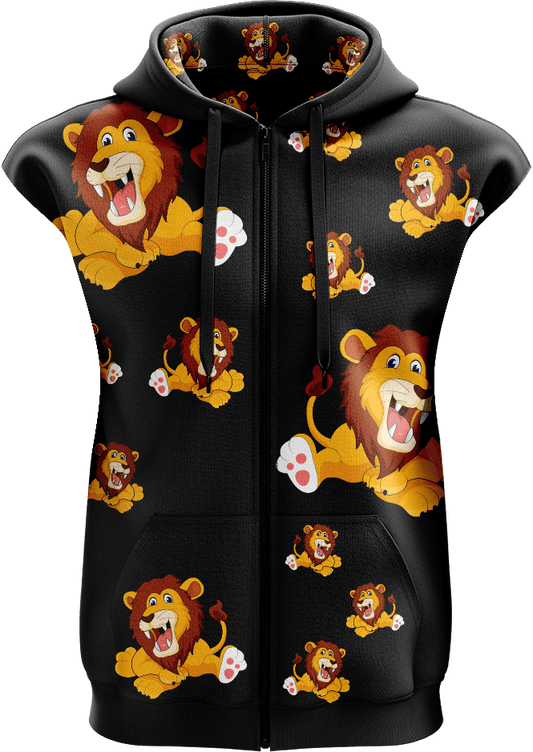 Leo Lion Full Zip Sleeveless Hoodie Jackets - fungear.com.au