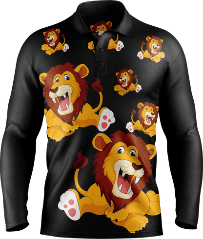 Leo Lion Men's Long Sleeve Polo - fungear.com.au