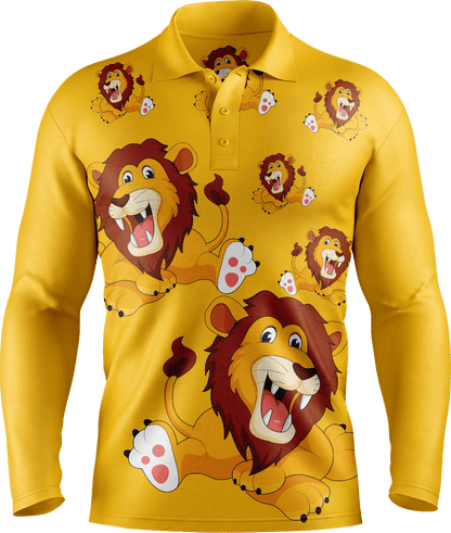 Leo Lion Men's Long Sleeve Polo - fungear.com.au