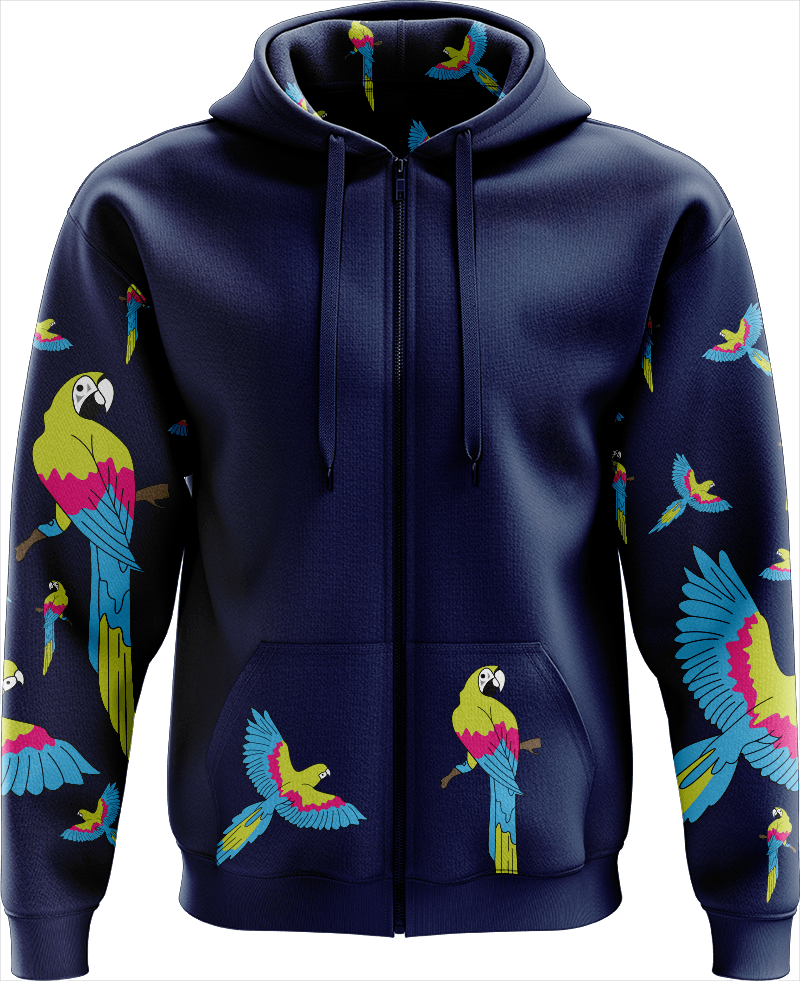 Majectic Macaw Full Zip Hoodies Jacket - fungear.com.au