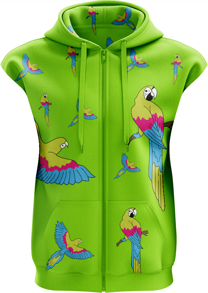 Majectic Macaw Full Zip Sleeveless Hoodie Jackets
