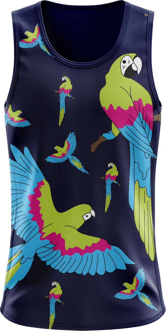 Majestic Macaw Singlets - fungear.com.au