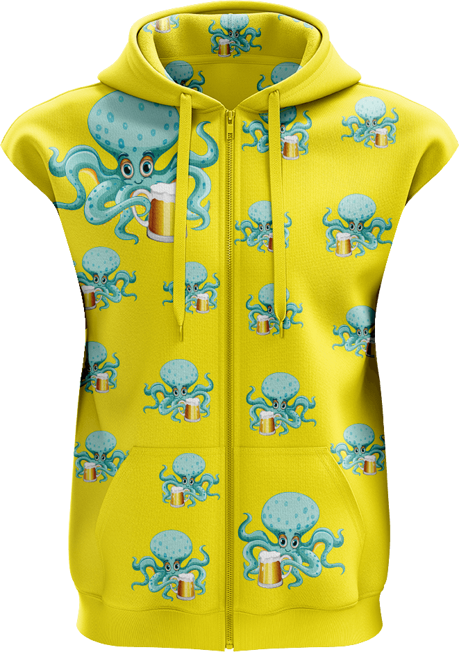 Octopus Full Zip Sleeveless Hoodie Jackets - fungear.com.au