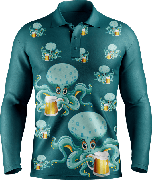 Octopus Men's Long Sleeve Polo - fungear.com.au