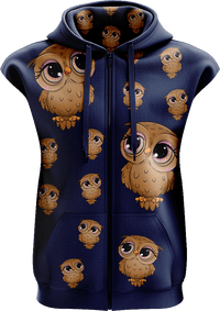 Owl Full Zip Sleeveless Hoodie Jackets 2