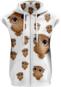 Owl Full Zip Sleeveless Hoodie Jackets 3