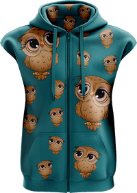 Owl Full Zip Sleeveless Hoodie Jackets 1
