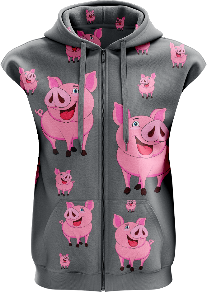 Percy Pig Full Zip Sleeveless Hoodie Jackets