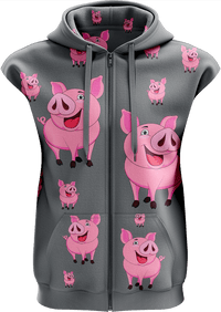 Percy Pig Full Zip Sleeveless Hoodie Jackets 3