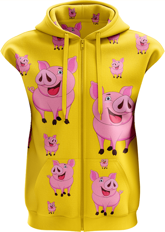 Percy Pig Full Zip Sleeveless Hoodie Jackets - fungear.com.au