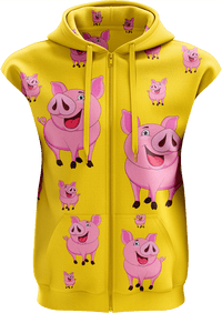 Percy Pig Full Zip Sleeveless Hoodie Jackets 1