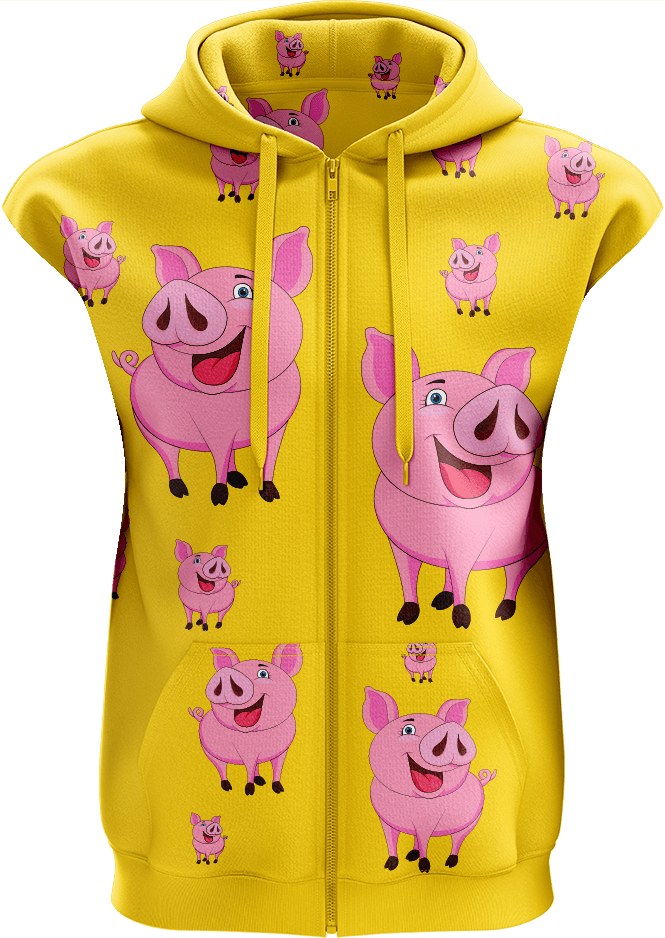 Percy Pig Full Zip Sleeveless Hoodie Jackets