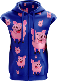 Percy Pig Full Zip Sleeveless Hoodie Jackets 2