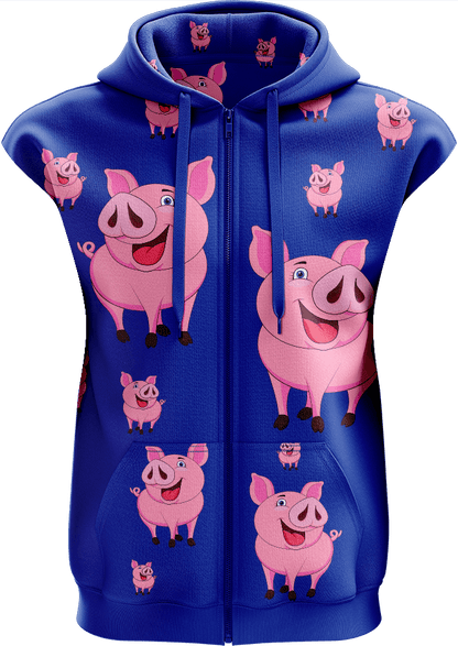 Percy Pig Full Zip Sleeveless Hoodie Jackets - fungear.com.au