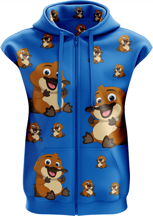 Playa Platypus Full Zip Sleeveless Hoodie Jackets - fungear.com.au