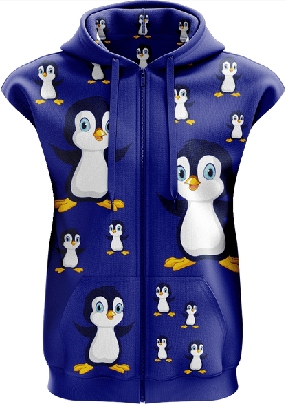 Pranksta Penguin Full Zip Sleeveless Hoodie Jackets - fungear.com.au