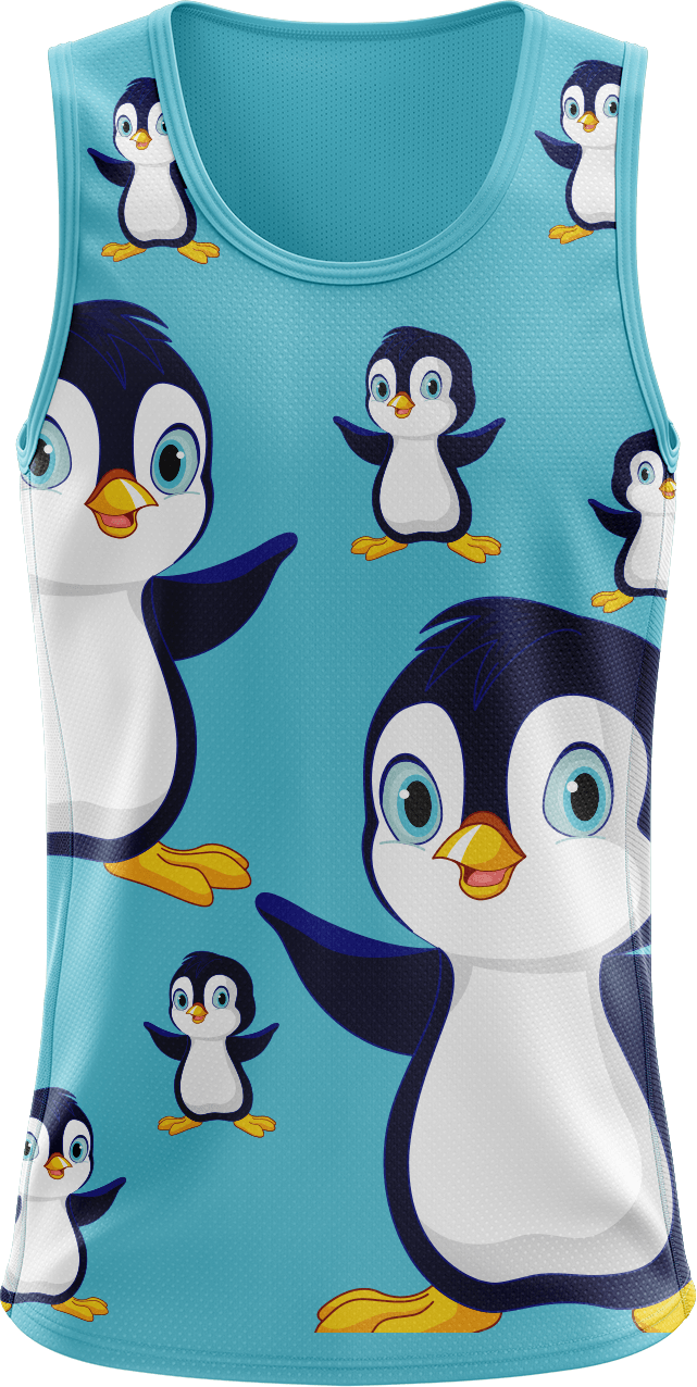 Pranksta Penguin Singlets - fungear.com.au