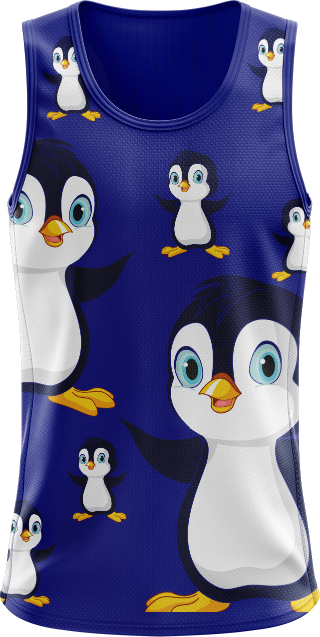 Pranksta Penguin Singlets - fungear.com.au