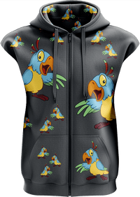 Psycho Parrot Full Zip Sleeveless Hoodie Jackets 2