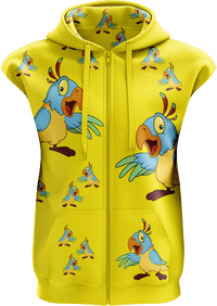 Psycho Parrot Full Zip Sleeveless Hoodie Jackets 1