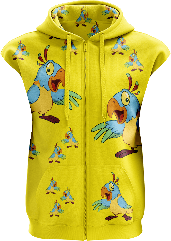 Psycho Parrot Full Zip Sleeveless Hoodie Jackets