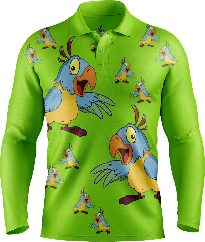 Psycho Parrot Men's Long Sleeve Polo