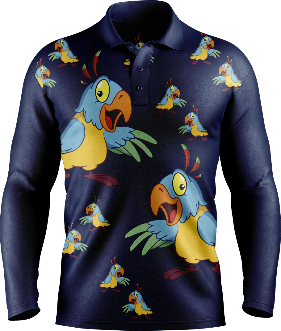Psycho Parrot Men's Polo. Long or Short Sleeve - fungear.com.au