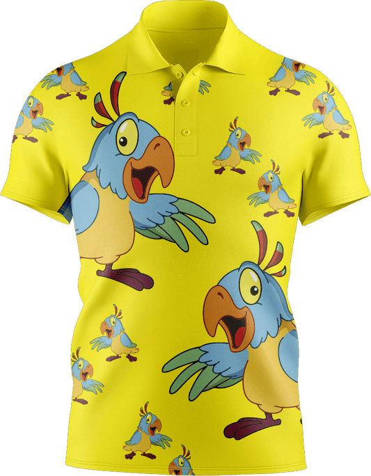 Psycho Parrot Men's Short Sleeve Polo - fungear.com.au