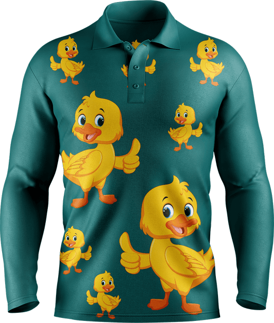 Quack Duck Men's Long Sleeve Polo - fungear.com.au