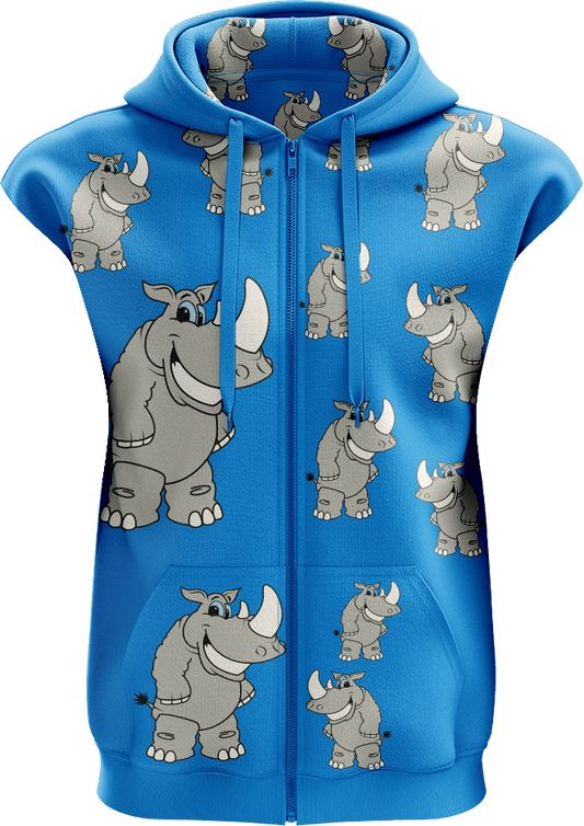 Racy Rhino Full Zip Sleeveless Hoodie Jackets - fungear.com.au