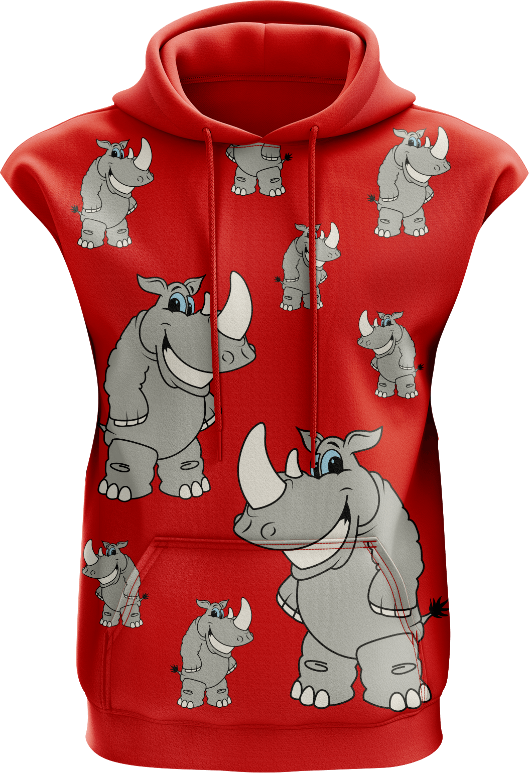 Racy Rhino Sleeveless Hoodie - fungear.com.au