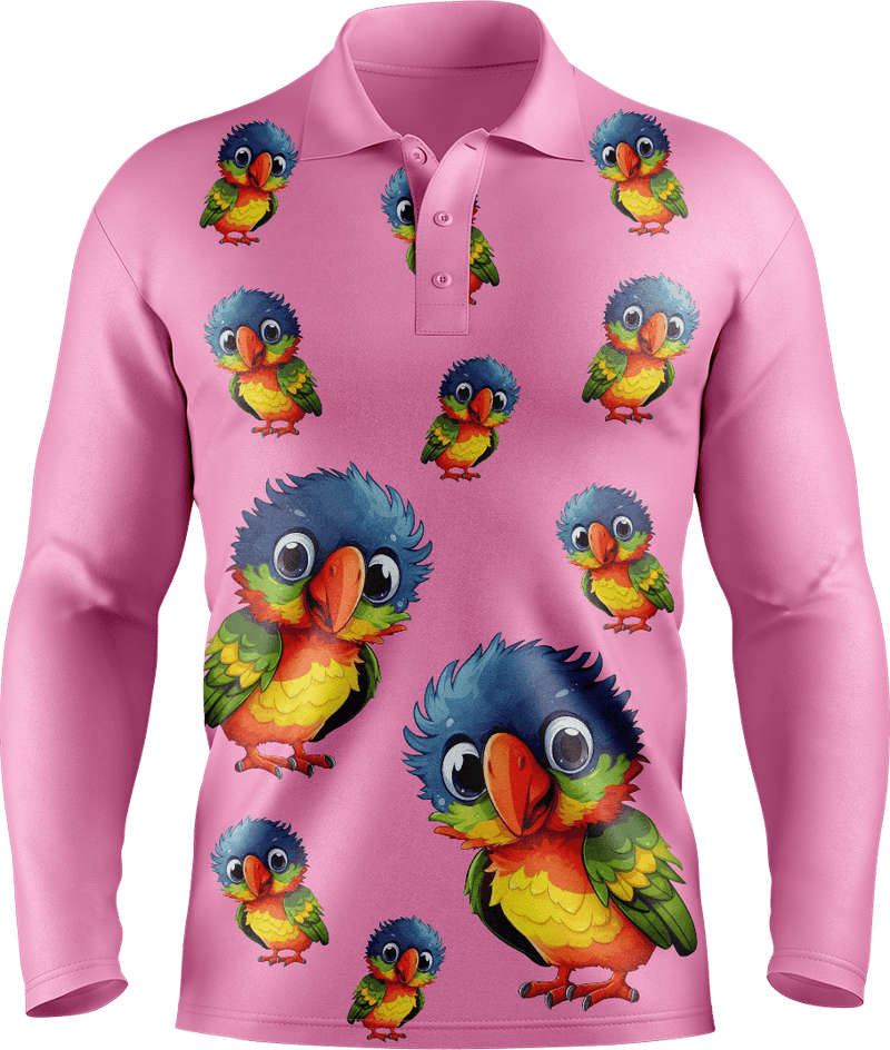 Rainbow Lorikeet Men's Long Sleeve Polo
