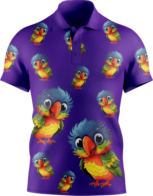 Rainbow Lorikeet Men's Short Sleeve Polo - fungear.com.au