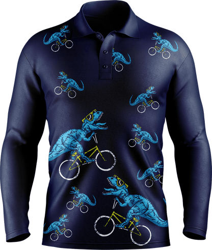 Rexy Dino Men's Long Sleeve Polo - fungear.com.au