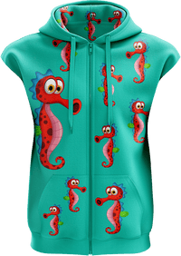 Sassy Seahorse Full Zip Sleeveless Hoodie Jackets 3