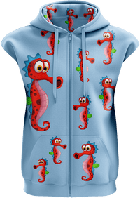 Sassy Seahorse Full Zip Sleeveless Hoodie Jackets 1
