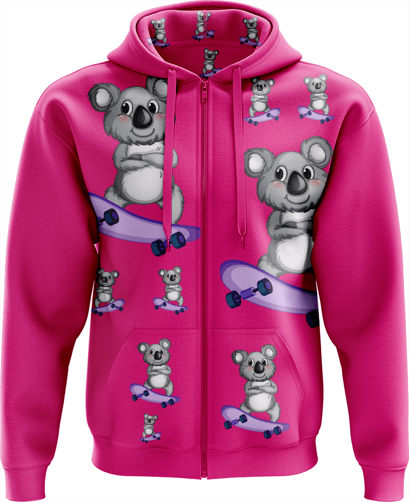 Skater Koala Full Zip Hoodies Jacket - fungear.com.au