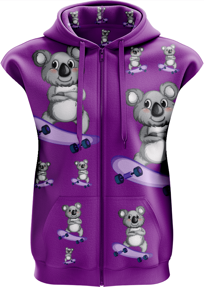 Skater Koala Full Zip Sleeveless Hoodie Jackets