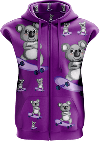 Skater Koala Full Zip Sleeveless Hoodie Jackets 1