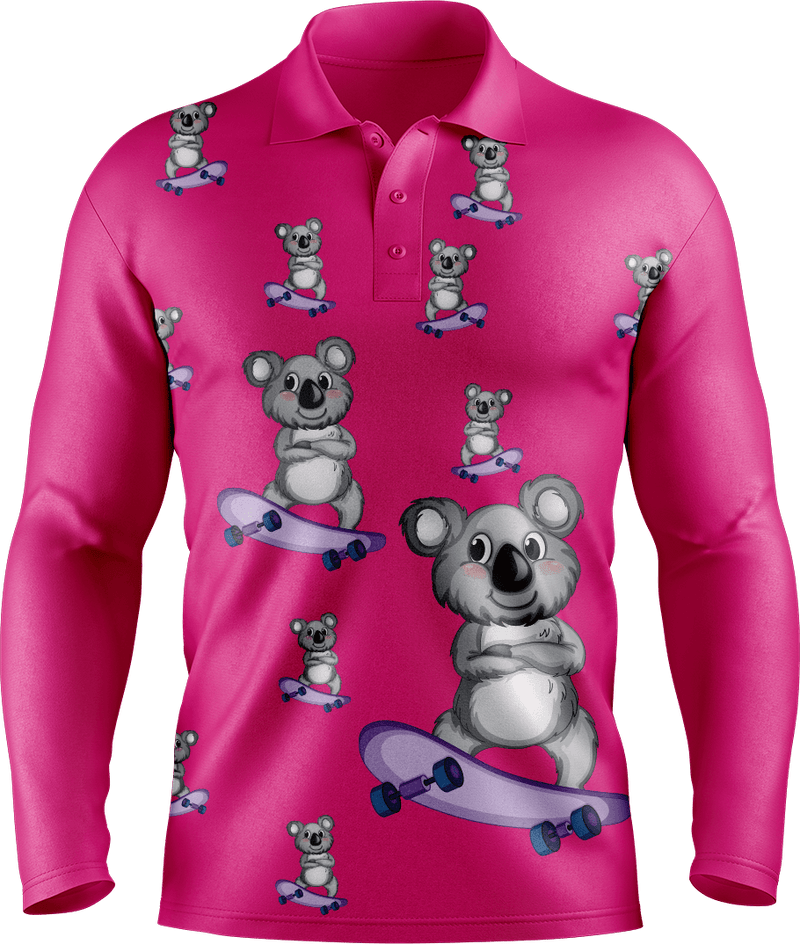 Skater Koala Men's Long Sleeve Polo