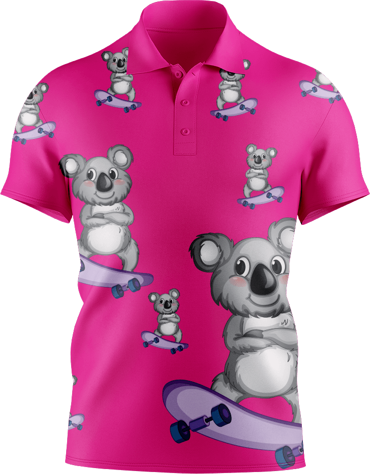 Skater Koala Men's Short Sleeve Polo - fungear.com.au