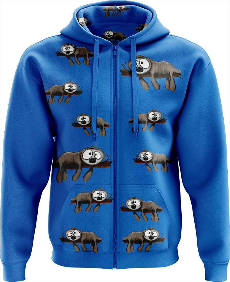 Snoozy Sloth Full Zip Hoodies Jacket - fungear.com.au